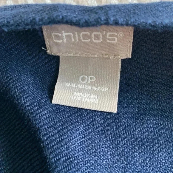 Chicos Blue Linen Snap Front 3/4 Sleeve Jacket - Picture 7 of 9